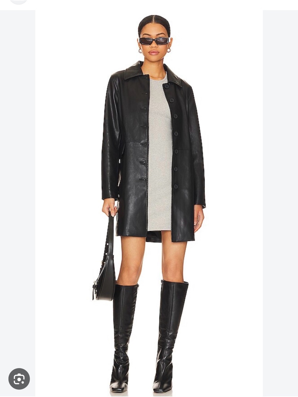 Blank NYC Black Faux Leather Button-Front Coat | Revolve